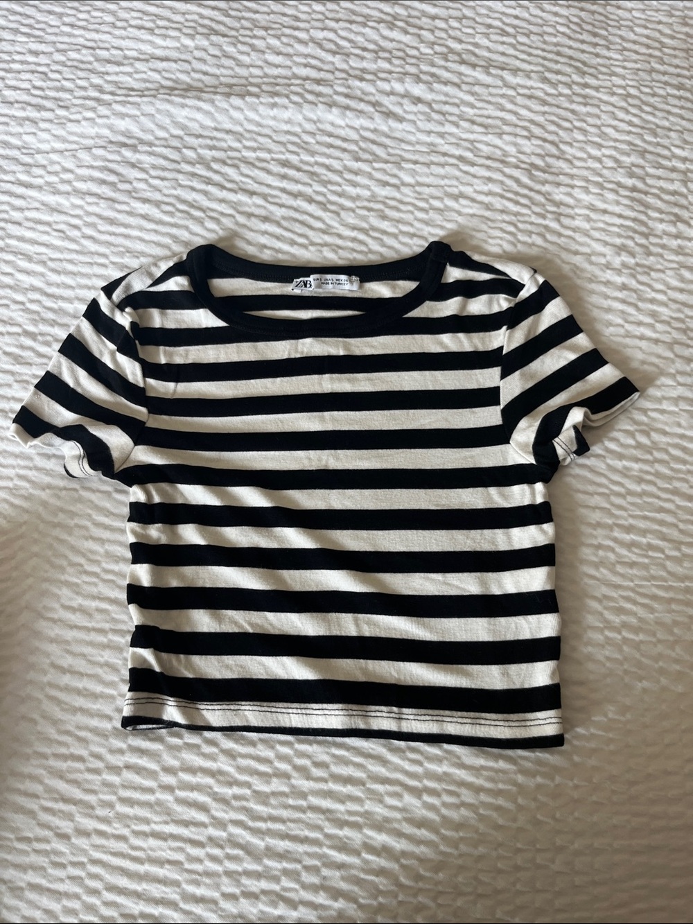 Zara Black & White Striped Short Sleeve Tee - Kids